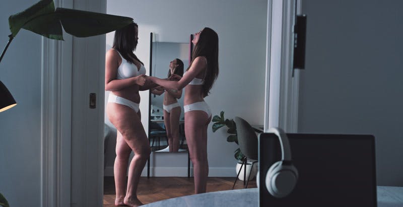 Support Anorexia Underwear Insecure By Hans Peter Schepp Stock