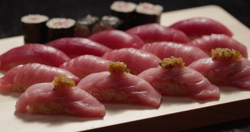 sushi with rise and fish 