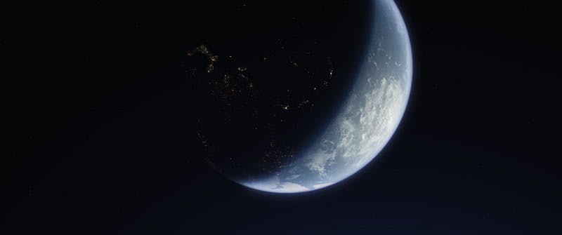 sun rising over earth CGI