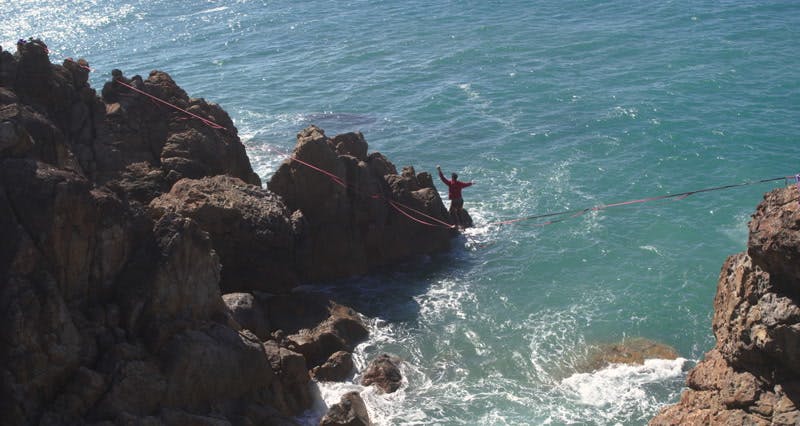 Drone, Slackline, Tightrope Walking, Balance by Brad Day – Stock ...