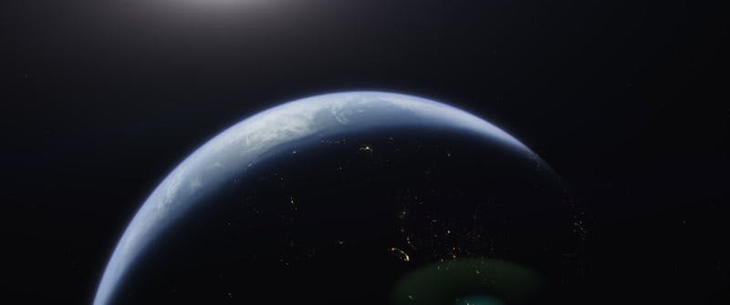 sun shining on earth from space CGI