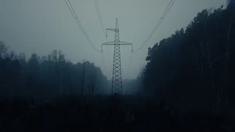 Eerie, Overcast, Gloomy, Power Line by Gundars Magone – Stock Footage ...