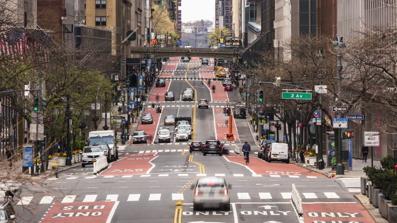 cars driving on the road in Manhattan timelapse
