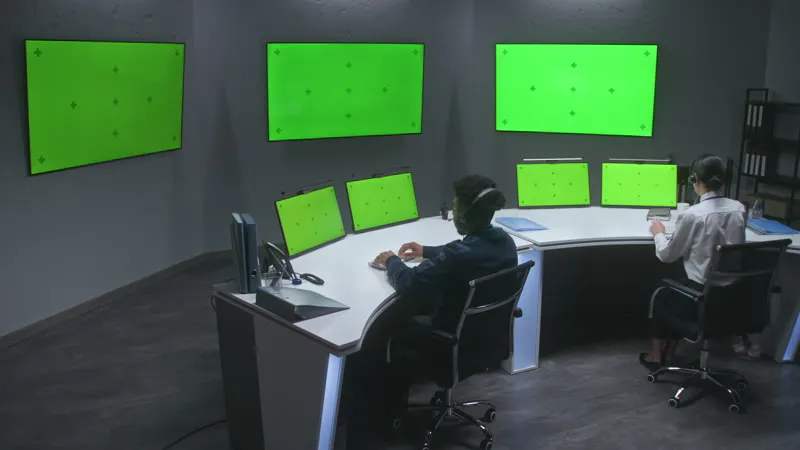 Control Room, Green Screen, Working, Personal by Frame Stock Footage ...