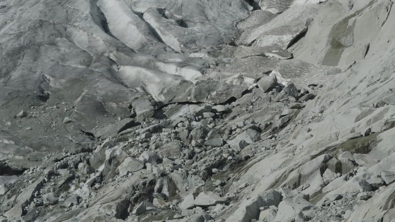 water flowing from icemelt on a glacier 