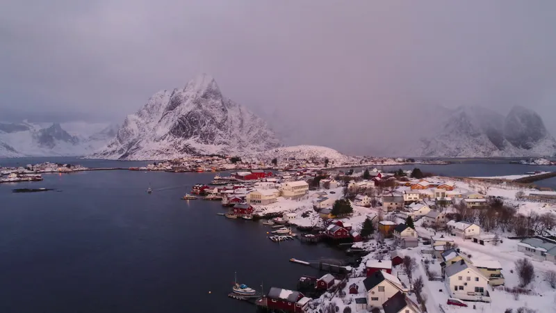 Snow, Lofoten, Drone, Bridge by Daniel Haussmann – Stock Footage | Artlist