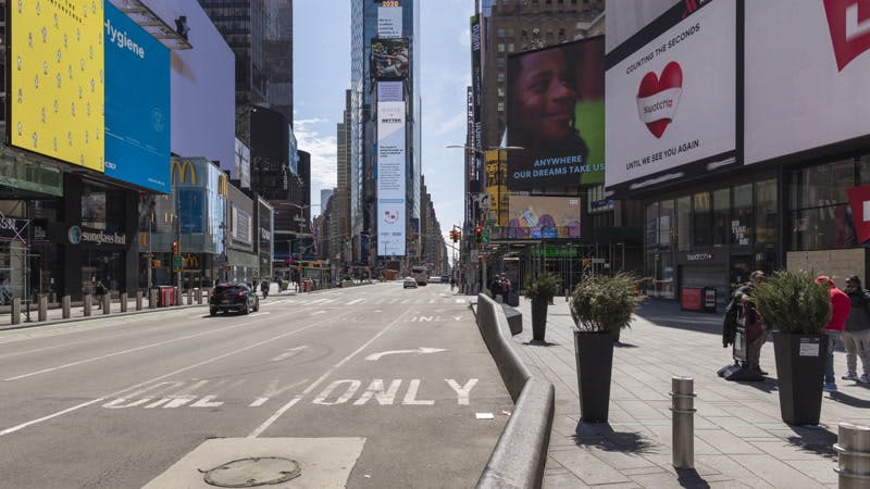 billboards and screens flashing in Manhattan timelapse 