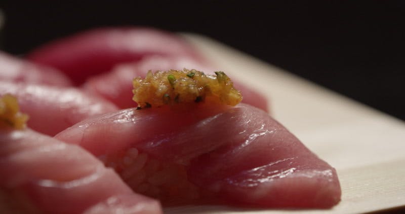 sushi with rise and raw fish 
