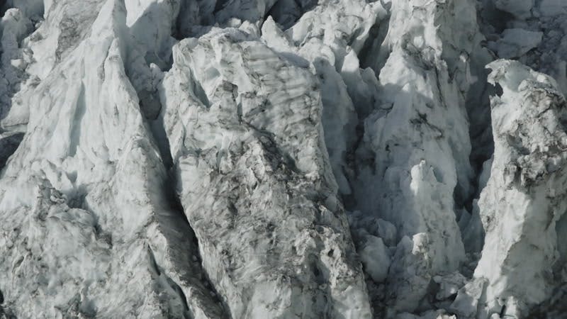 large pieces of ice in a glacier 