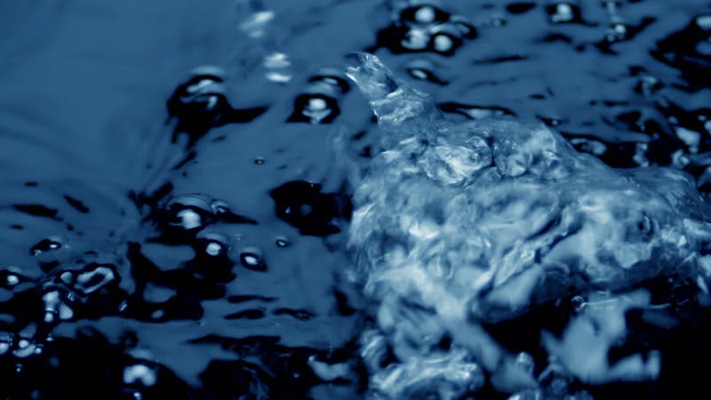 air rising to the surface of water and forming bubbles